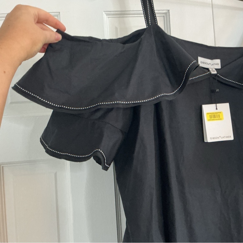 Gibson Latimer Black Ruffle Mini‎ Dress - Picture 4 of 5